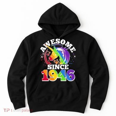 80th Birthday Rainbow Unicorn Awesome Since 1946 Hoodie