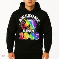 80th Birthday Rainbow Unicorn Awesome Since 1946 Hoodie thumb 2