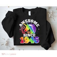 80th Birthday Rainbow Unicorn Awesome Since 1946 Sweatshirt thumb 2