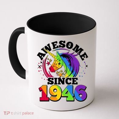 80th Birthday Rainbow Unicorn Awesome Since 1946 Coffee Mug