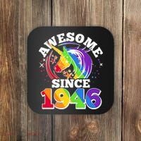 80th Birthday Rainbow Unicorn Awesome Since 1946 Coaster thumb 0