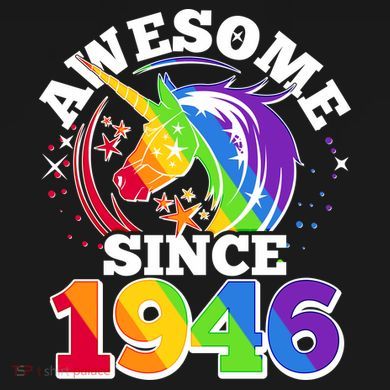 80th Birthday Rainbow Unicorn Awesome Since 1946 Flat Bill Trucker Hat