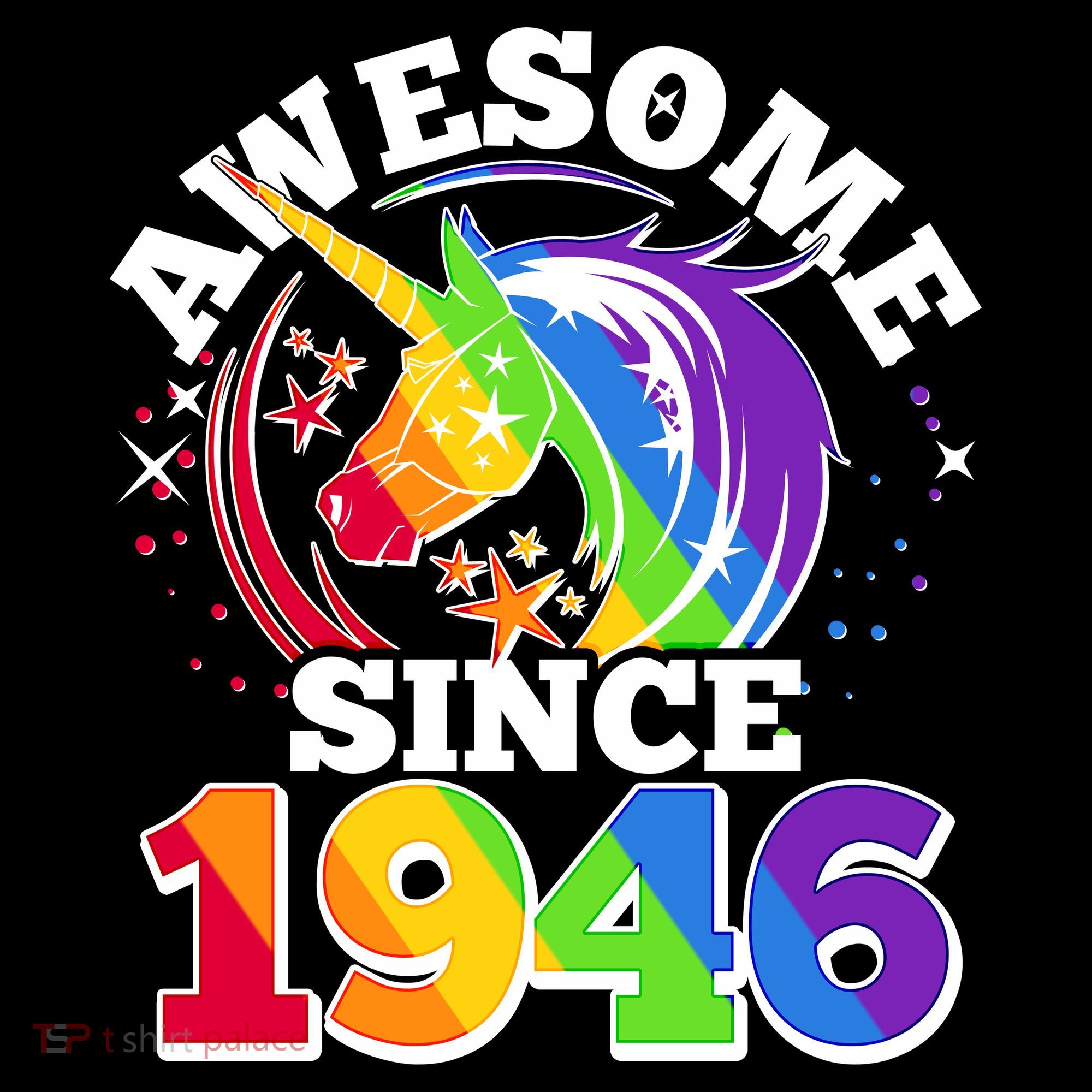 80th Birthday Rainbow Unicorn Awesome Since 1946 Women's Hoodie