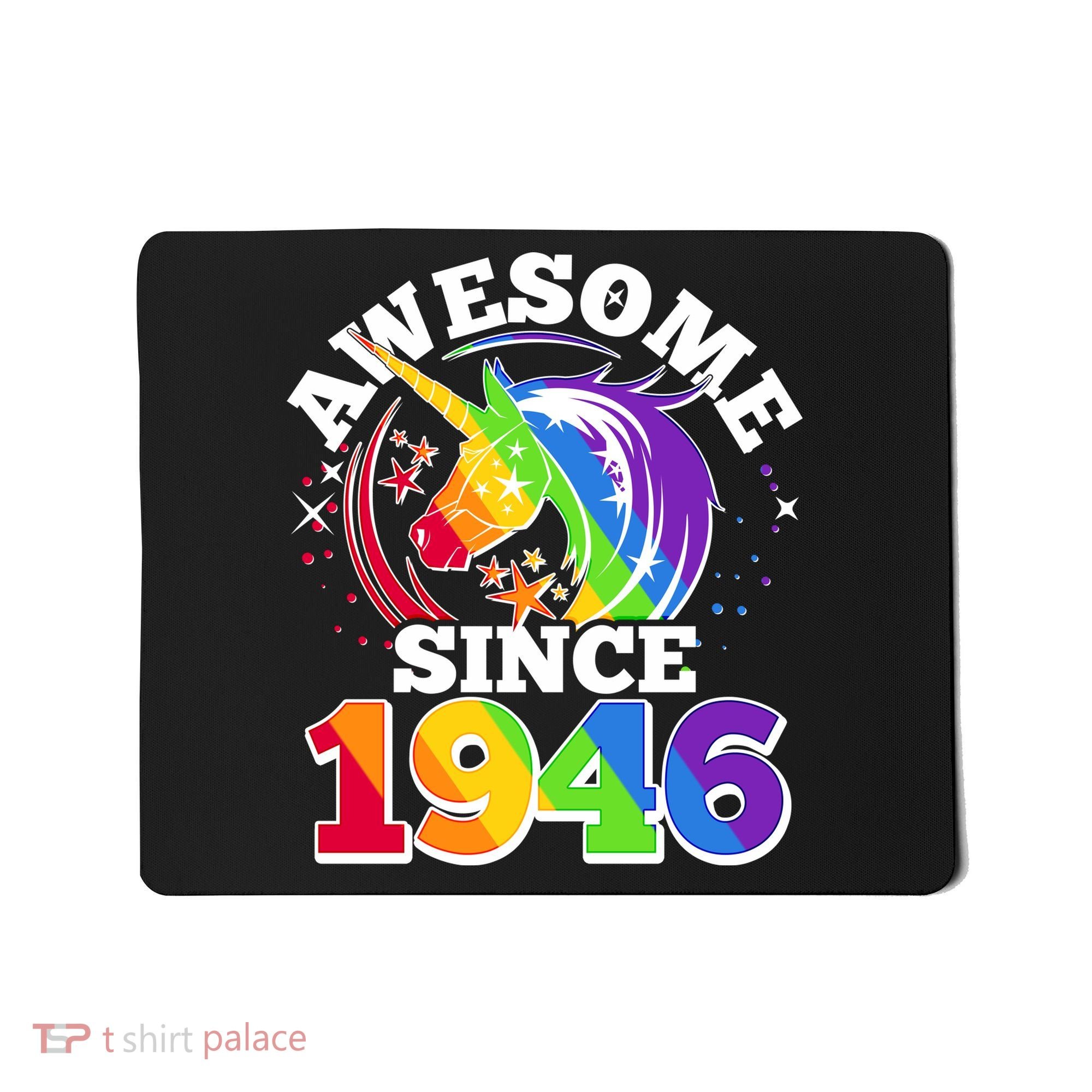 80th Birthday Rainbow Unicorn Awesome Since 1946 Mousepad
