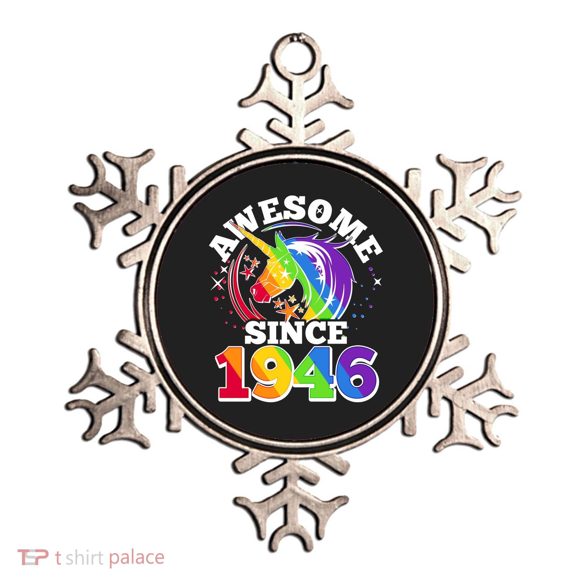 80th Birthday Rainbow Unicorn Awesome Since 1946 Ornament