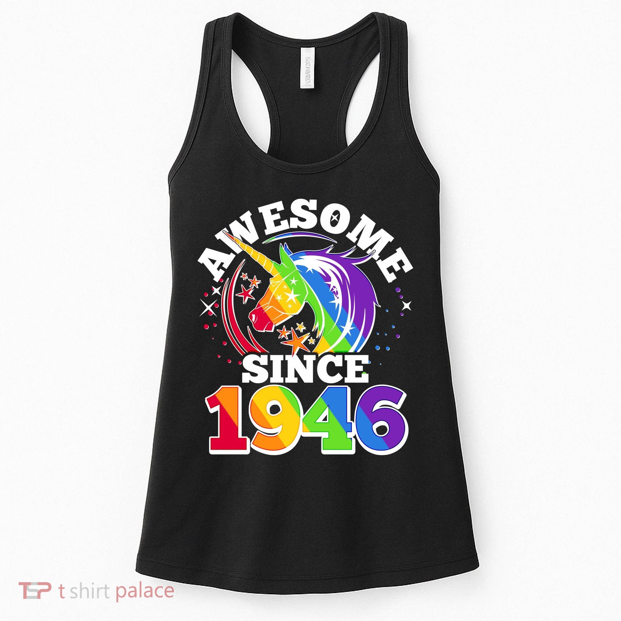 80th Birthday Rainbow Unicorn Awesome Since 1946 Women's Tank Top