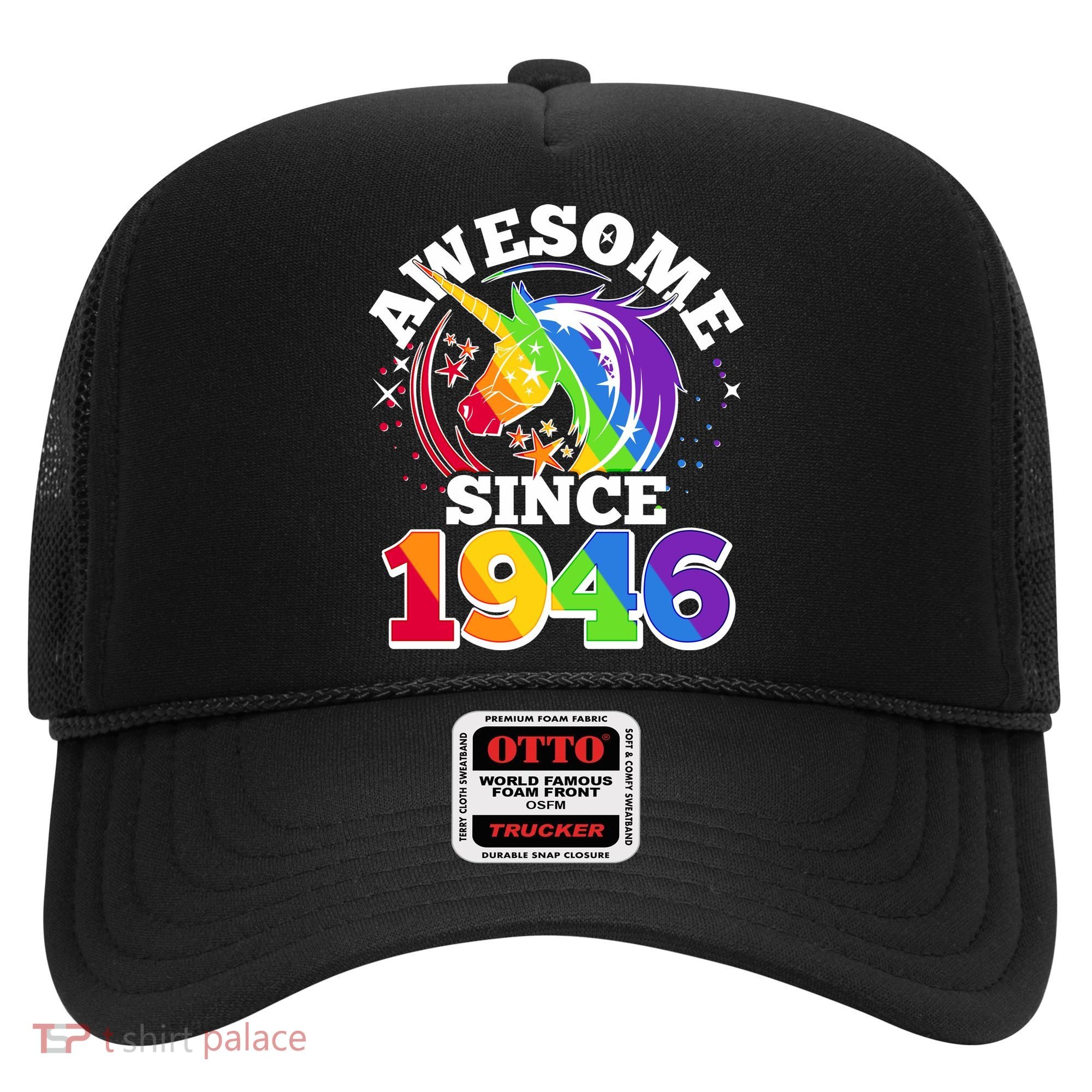 80th Birthday Rainbow Unicorn Awesome Since 1946 Hat