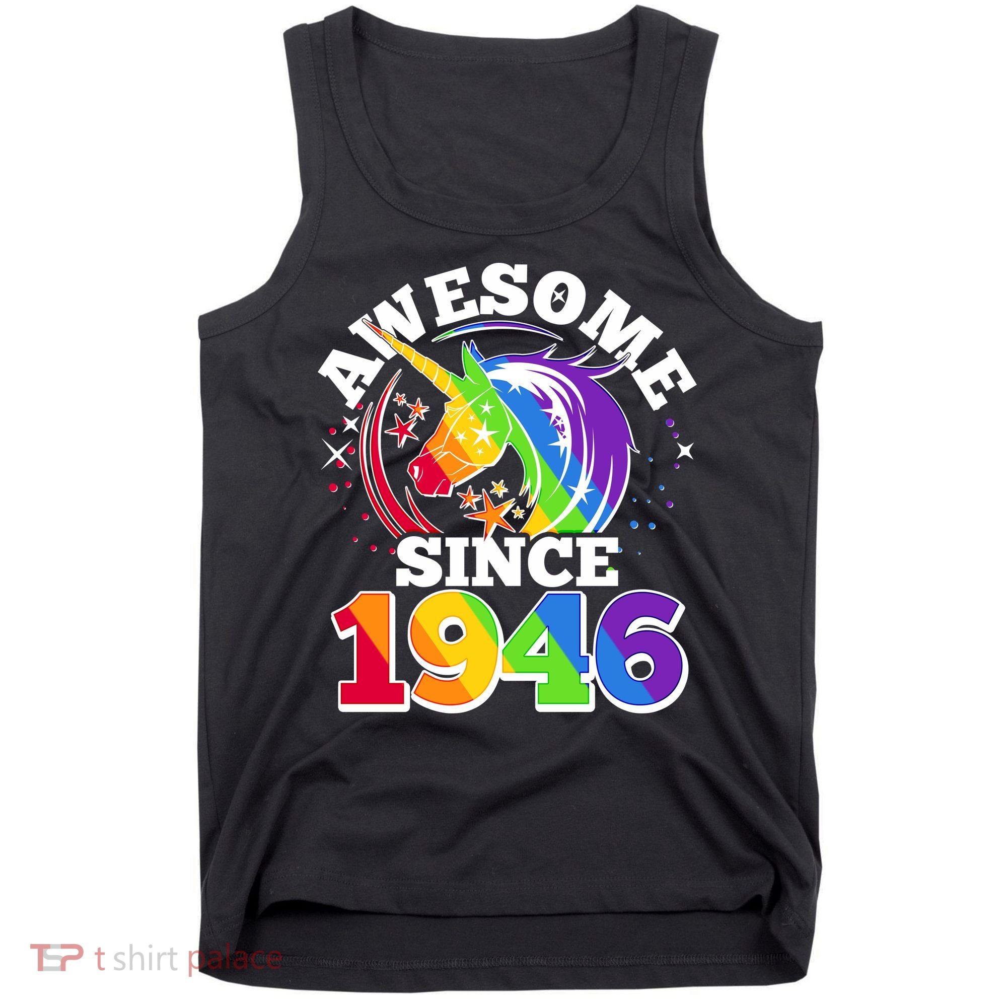 80th Birthday Rainbow Unicorn Awesome Since 1946 Tank Top
