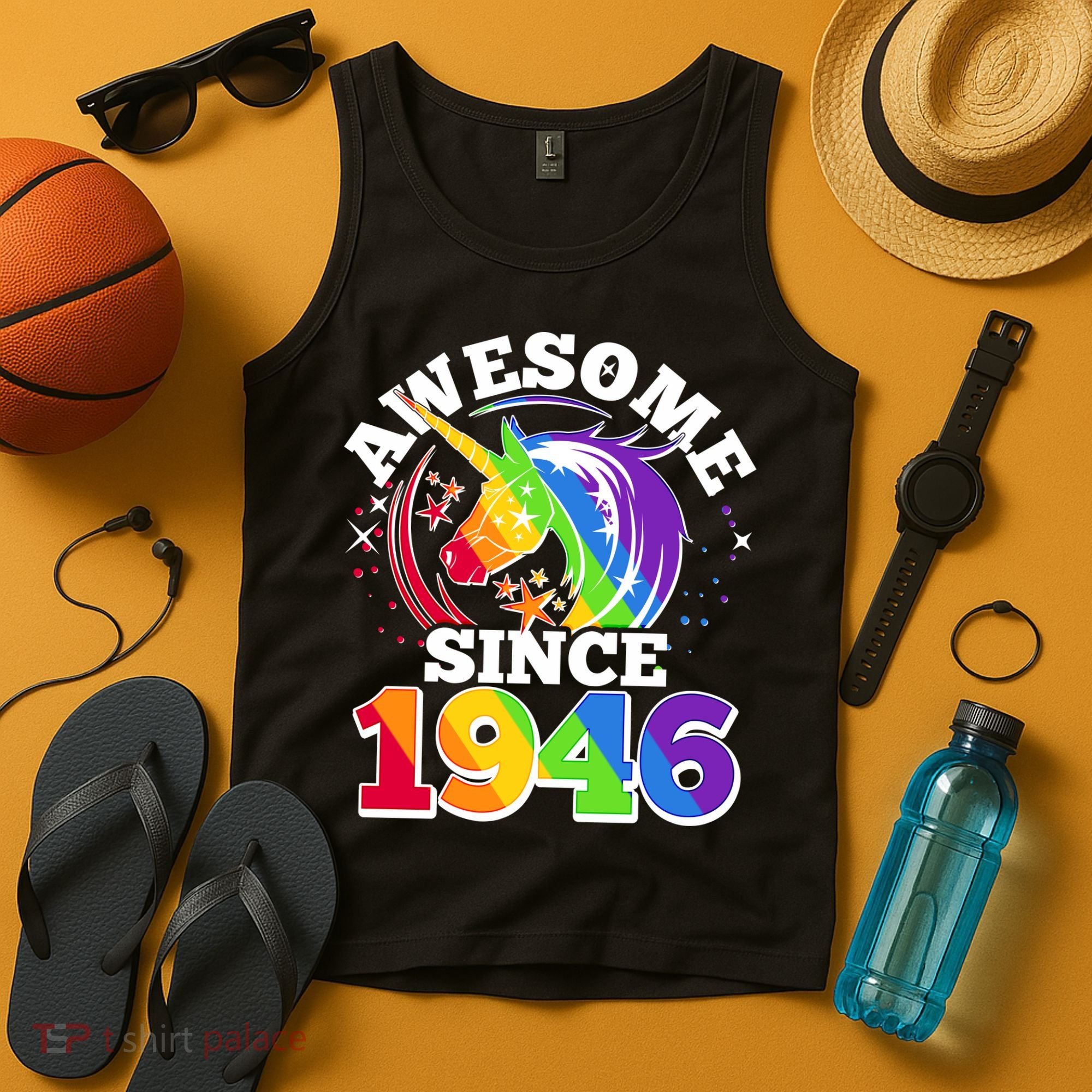80th Birthday Rainbow Unicorn Awesome Since 1946 Tank Top