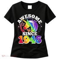 80th Birthday Rainbow Unicorn Awesome Since 1946 Women's T-Shirt thumb 0