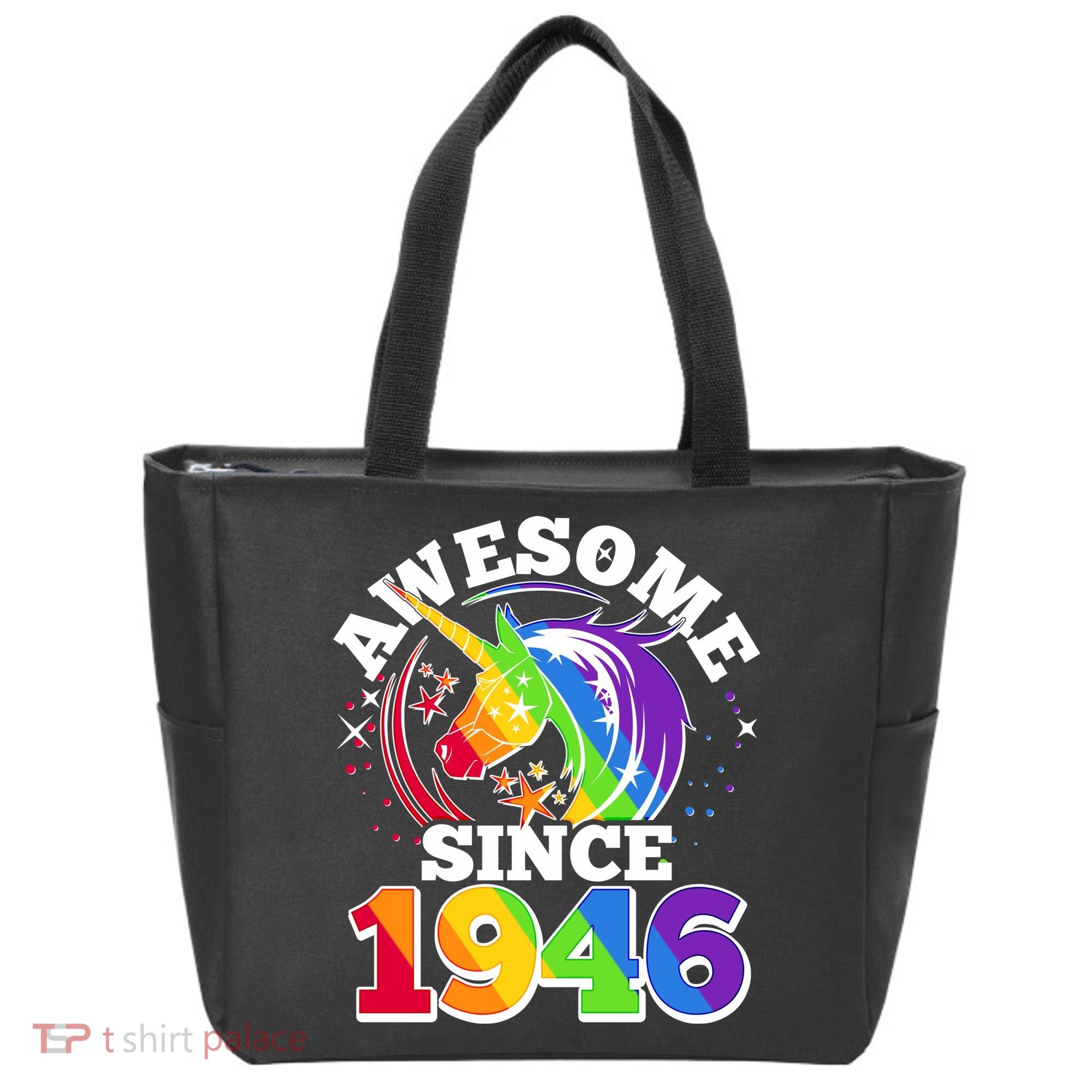 80th Birthday Rainbow Unicorn Awesome Since 1946 Tote Bag