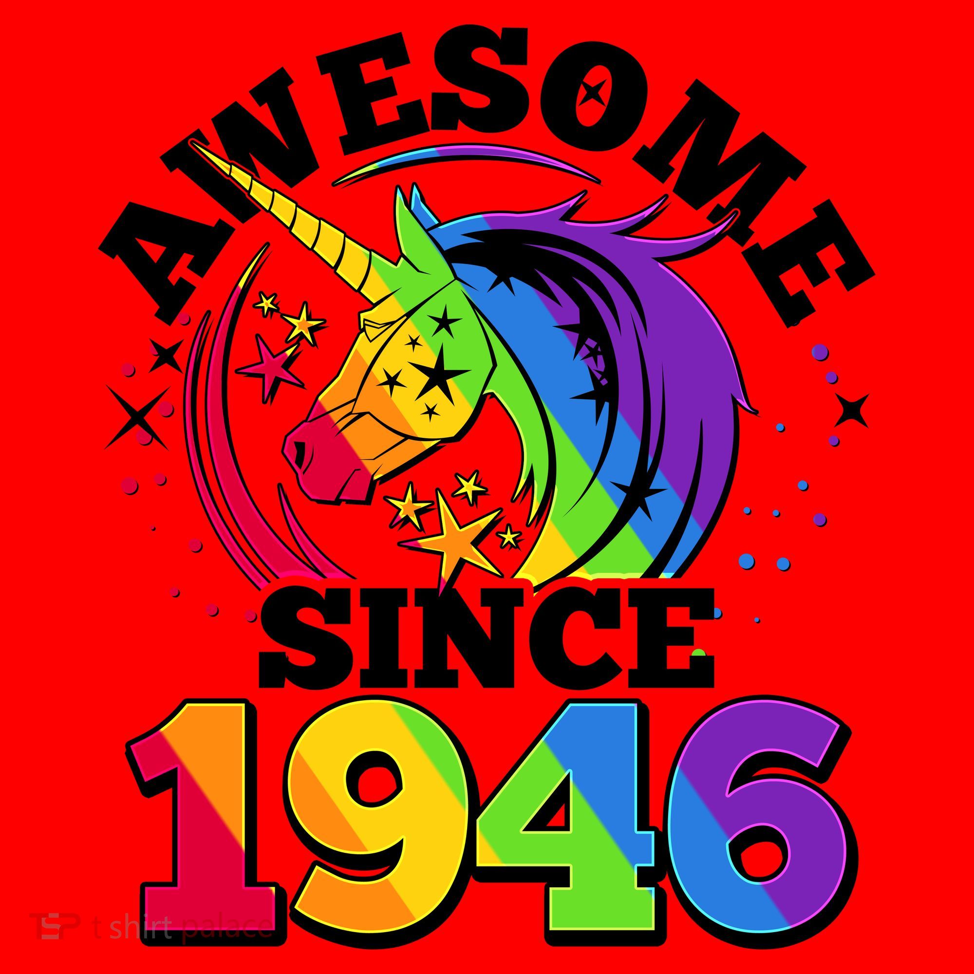 80th Birthday Rainbow Unicorn Awesome Since 1946 Santa Hat