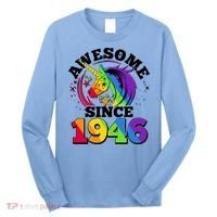 80th Birthday Rainbow Unicorn Awesome Since 1946 Long Sleeve Shirt thumb 0