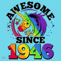 80th Birthday Rainbow Unicorn Awesome Since 1946 Long Sleeve Shirt thumb 2