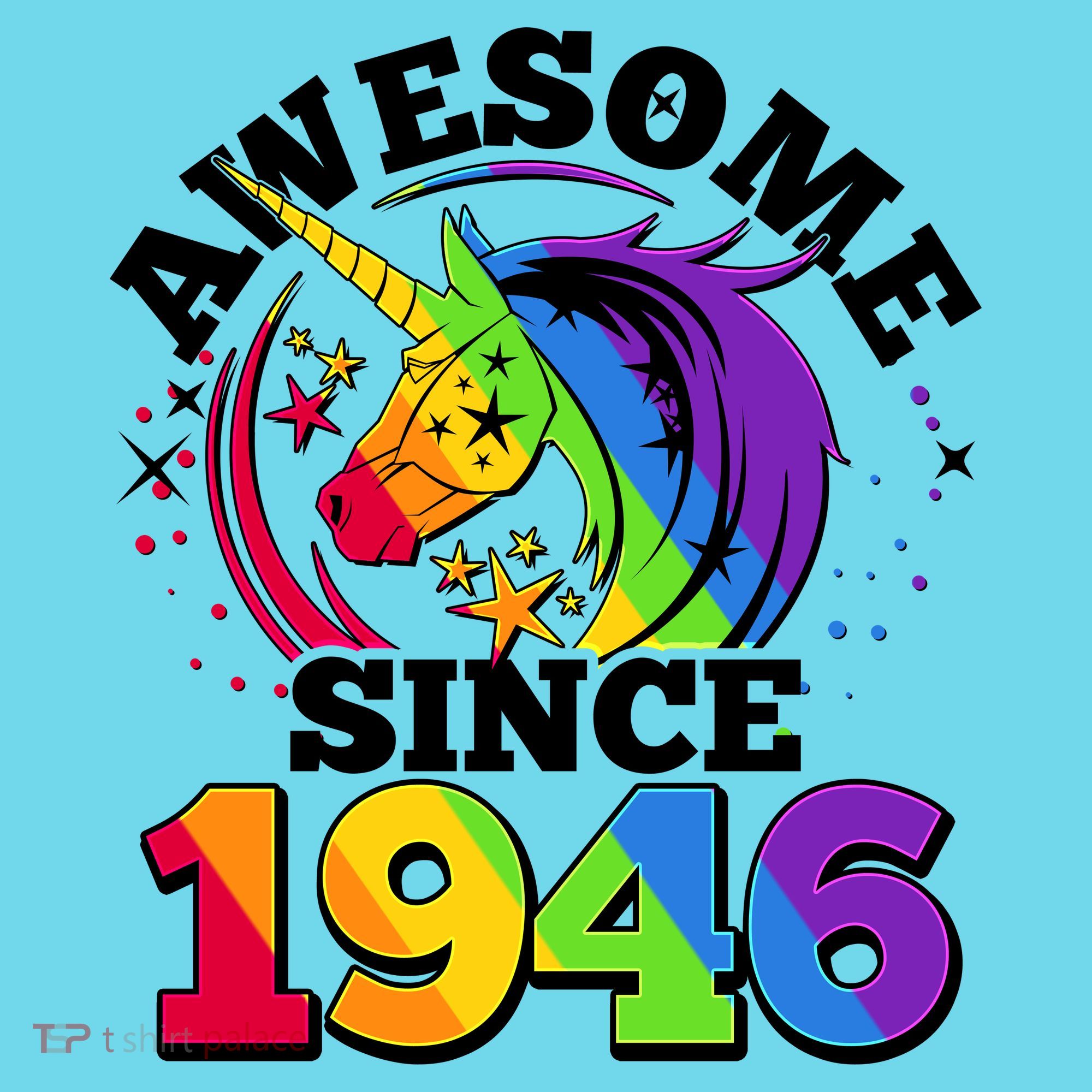 80th Birthday Rainbow Unicorn Awesome Since 1946 Long Sleeve Shirt