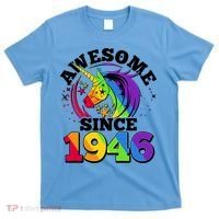 80th Birthday Rainbow Unicorn Awesome Since 1946 T-Shirt thumb 0