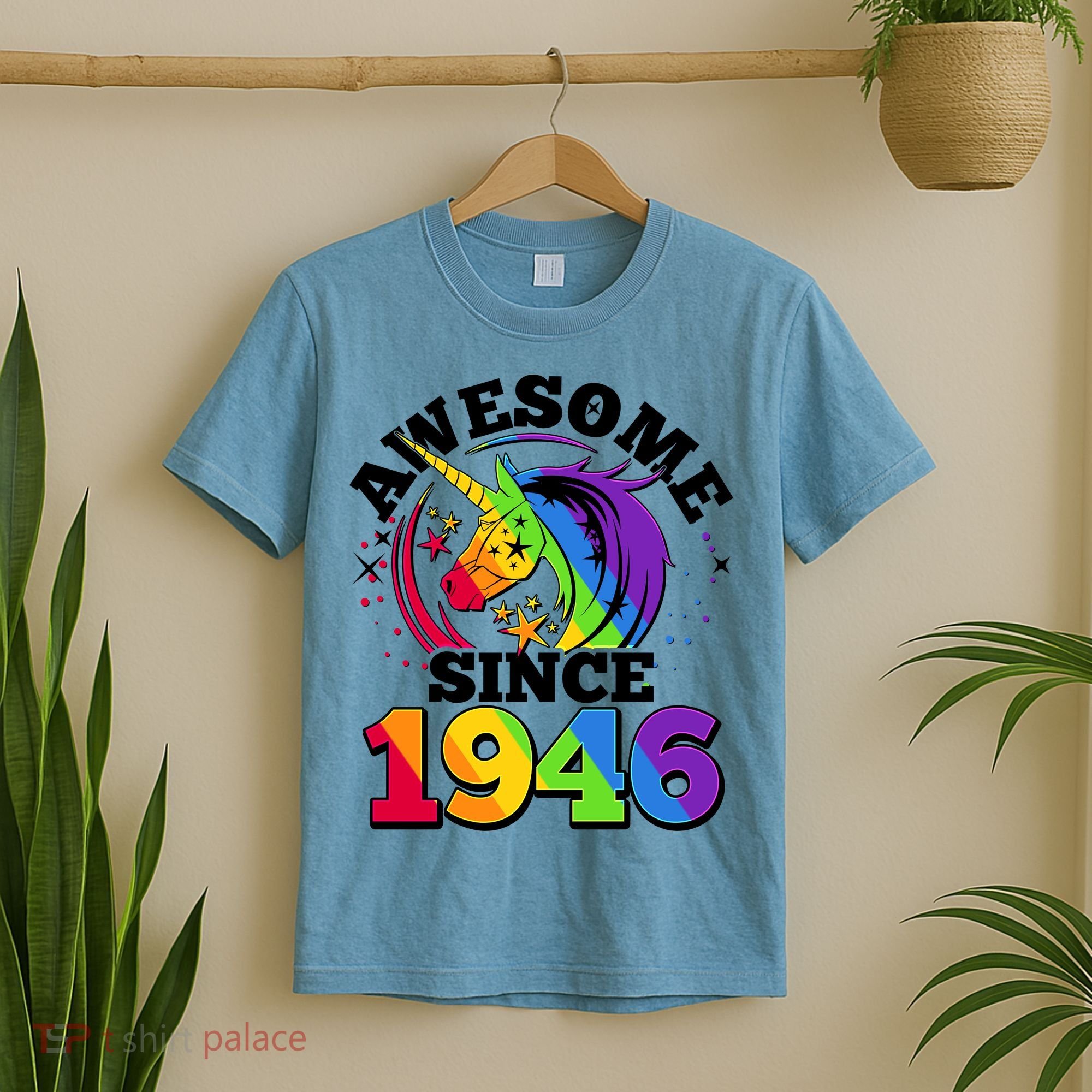 80th Birthday Rainbow Unicorn Awesome Since 1946 T-Shirt