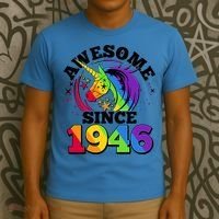 80th Birthday Rainbow Unicorn Awesome Since 1946 T-Shirt thumb 3