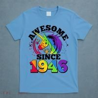 80th Birthday Rainbow Unicorn Awesome Since 1946 T-Shirt thumb 4