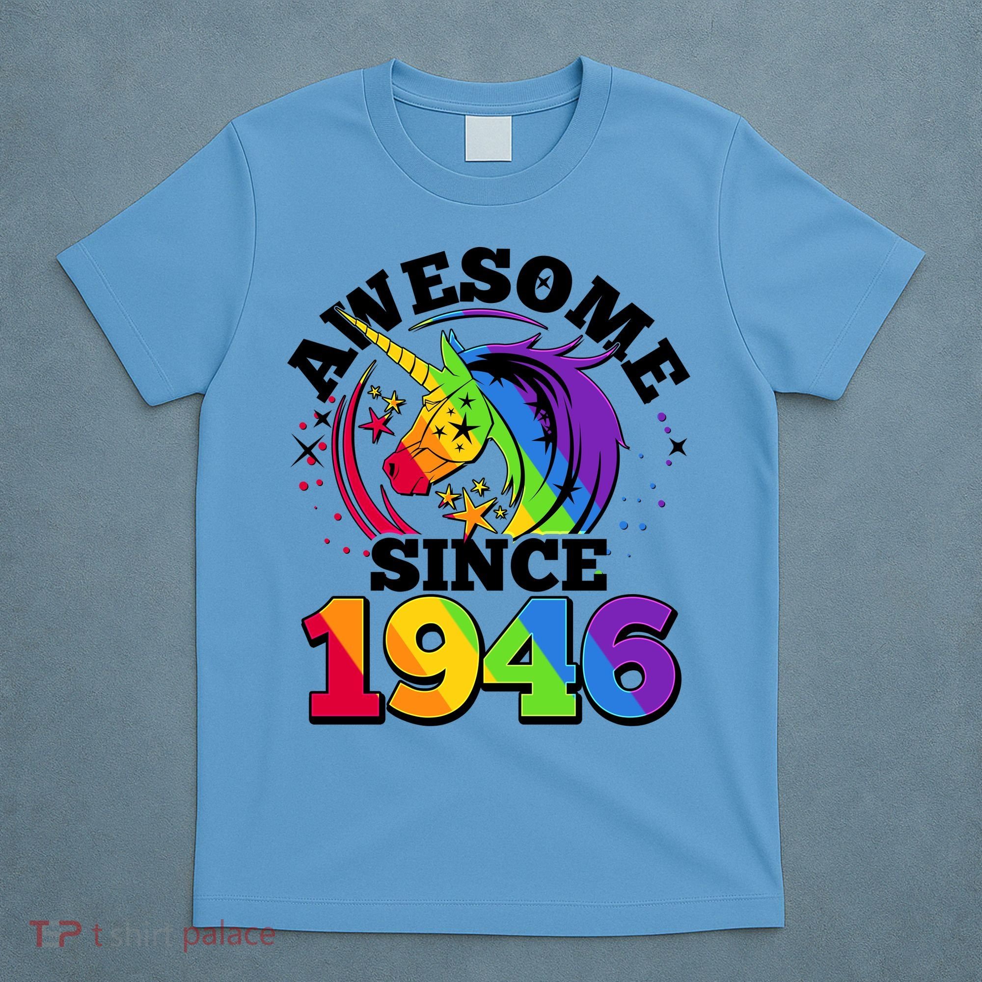 80th Birthday Rainbow Unicorn Awesome Since 1946 T-Shirt