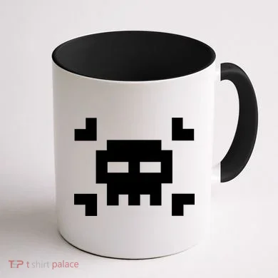 8 Bit Skull Coffee Mug back