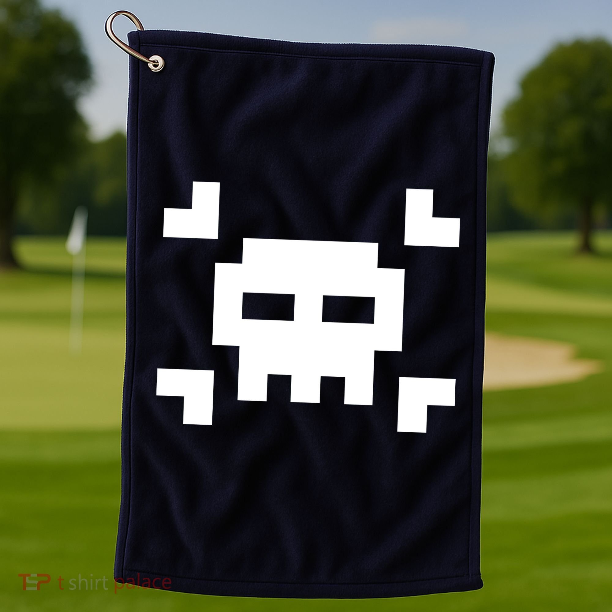8 Bit Skull Golf Towel