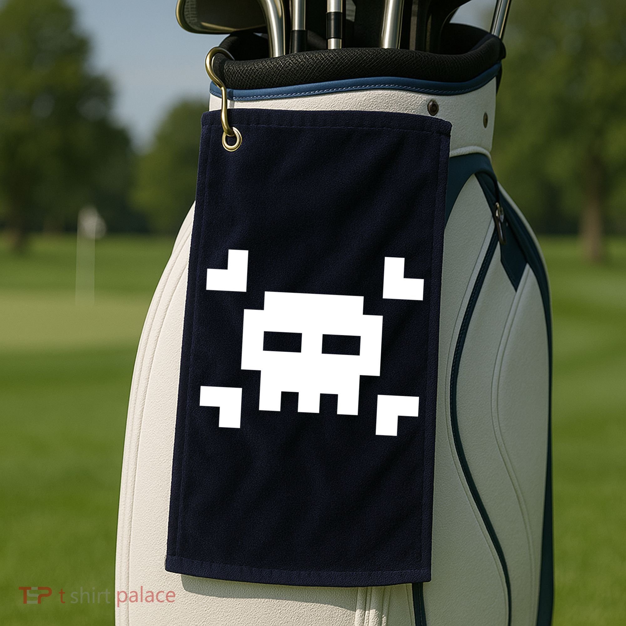 8 Bit Skull Golf Towel