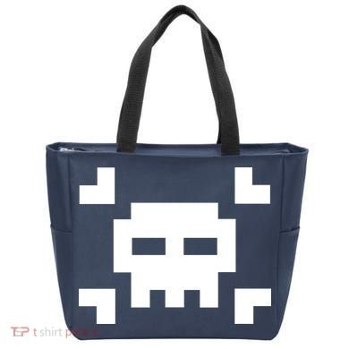 8 Bit Skull Tote Bag