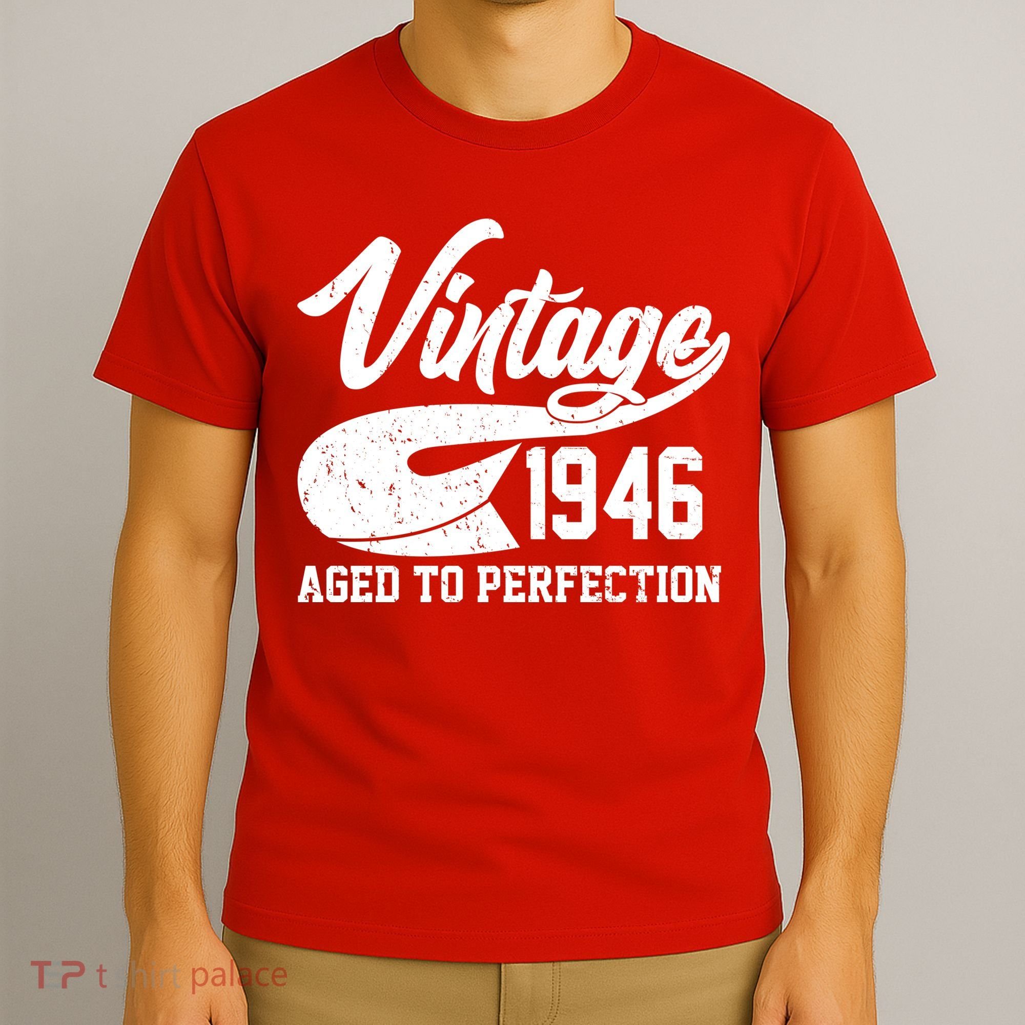 80th Birthday Sporty Vintage 1946 Age To Perfection  T-Shirt