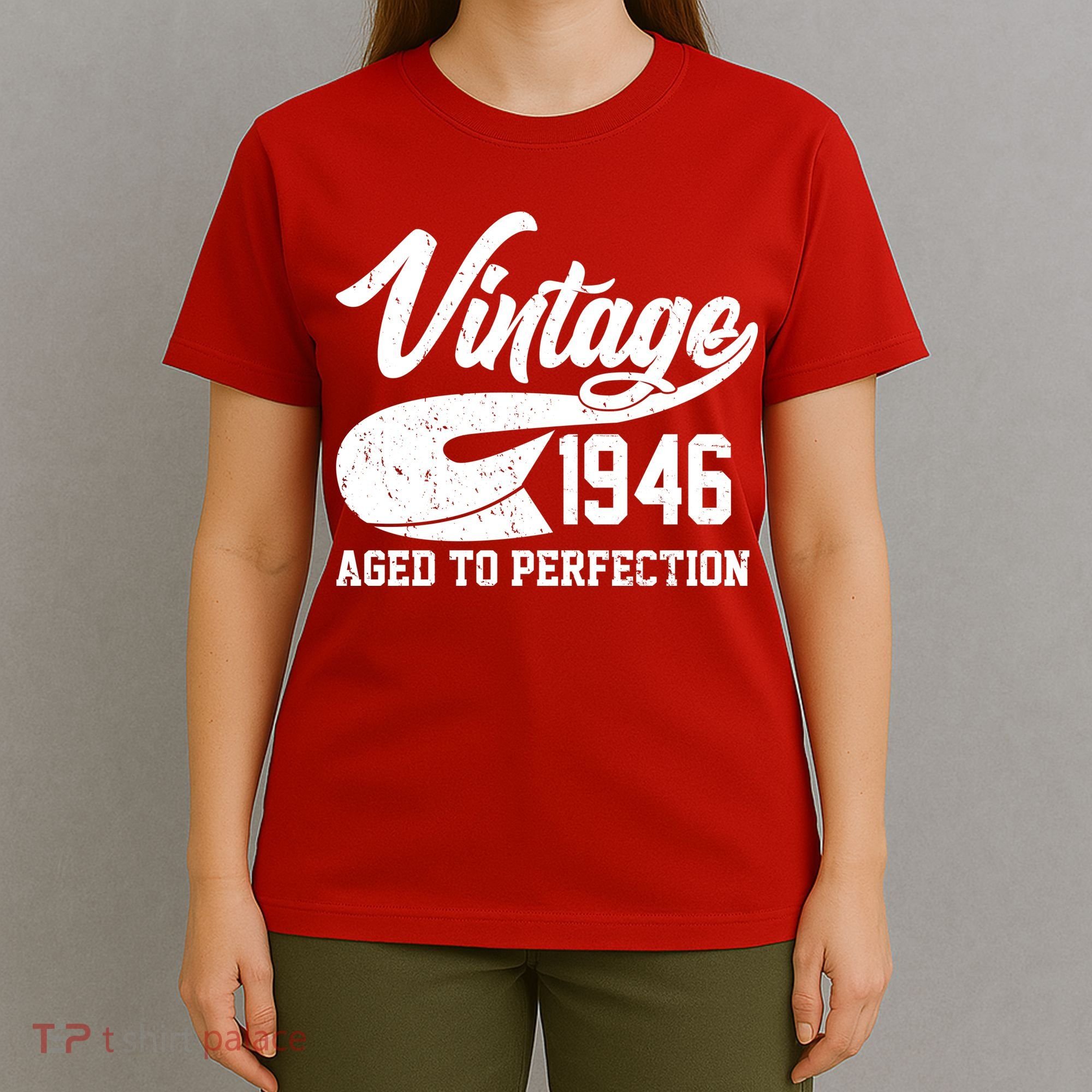 80th Birthday Sporty Vintage 1946 Age To Perfection  T-Shirt