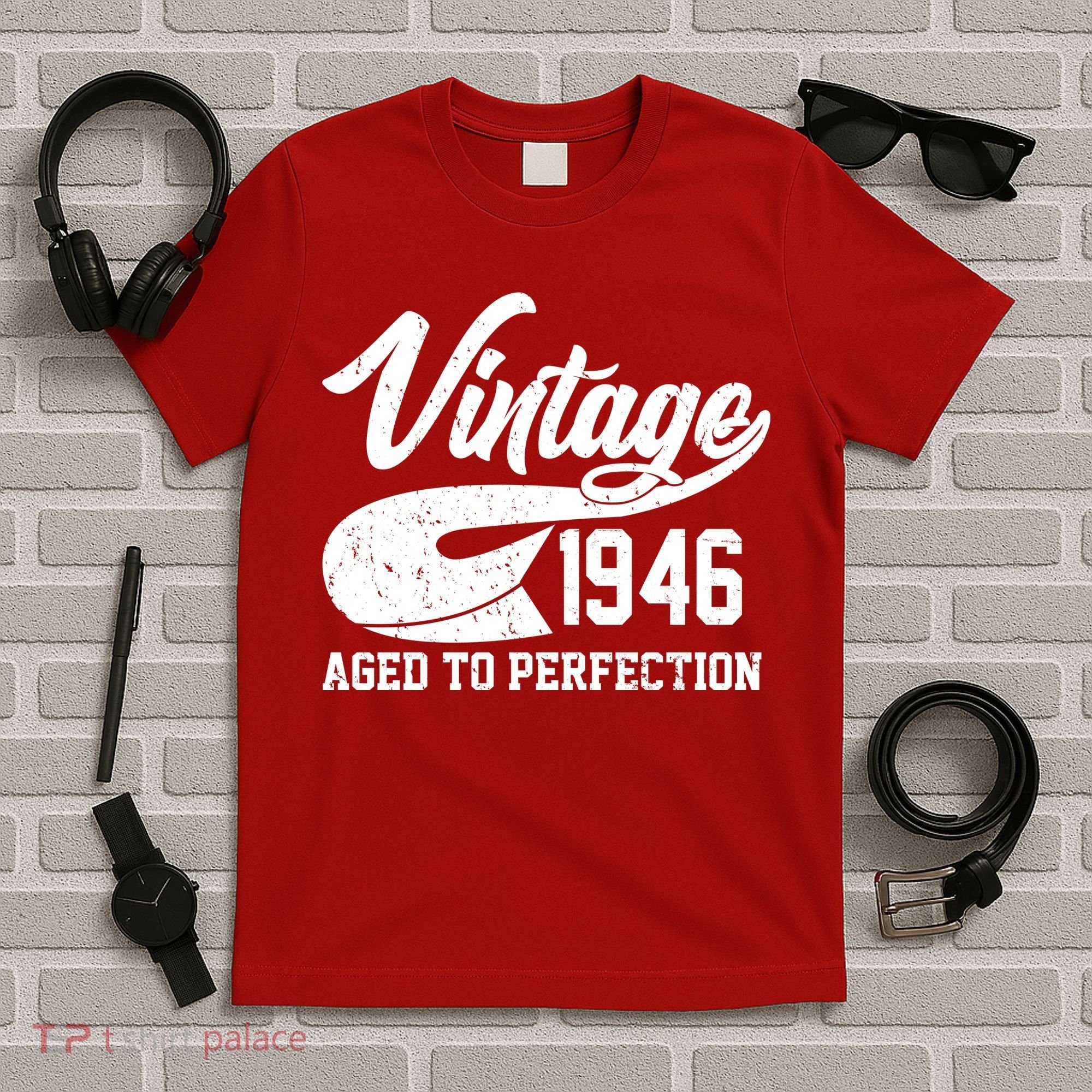 80th Birthday Sporty Vintage 1946 Age To Perfection  T-Shirt