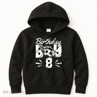 8th birthday soccer fan Kids Hoodie