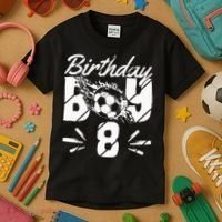8th birthday soccer fan Kids T-Shirt thumb 3