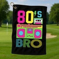 80s Bro Theme Party Retro Music Golf Towel thumb 1