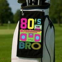 80s Bro Theme Party Retro Music Golf Towel thumb 2