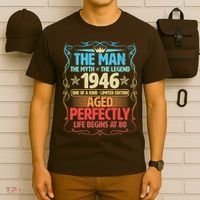 80th Birthday The Man The Myth The Legend 1946 One Of A Kind Limited Edition T-Shirt thumb 6