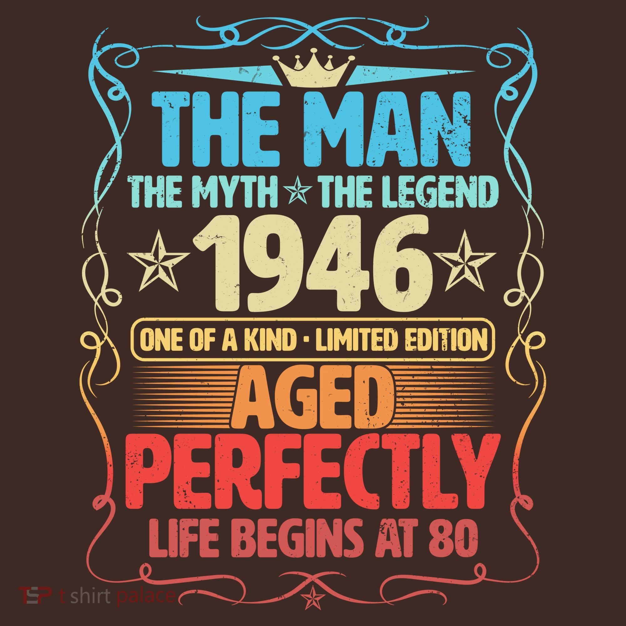 80th Birthday The Man The Myth The Legend 1946 One Of A Kind Limited Edition T-Shirt