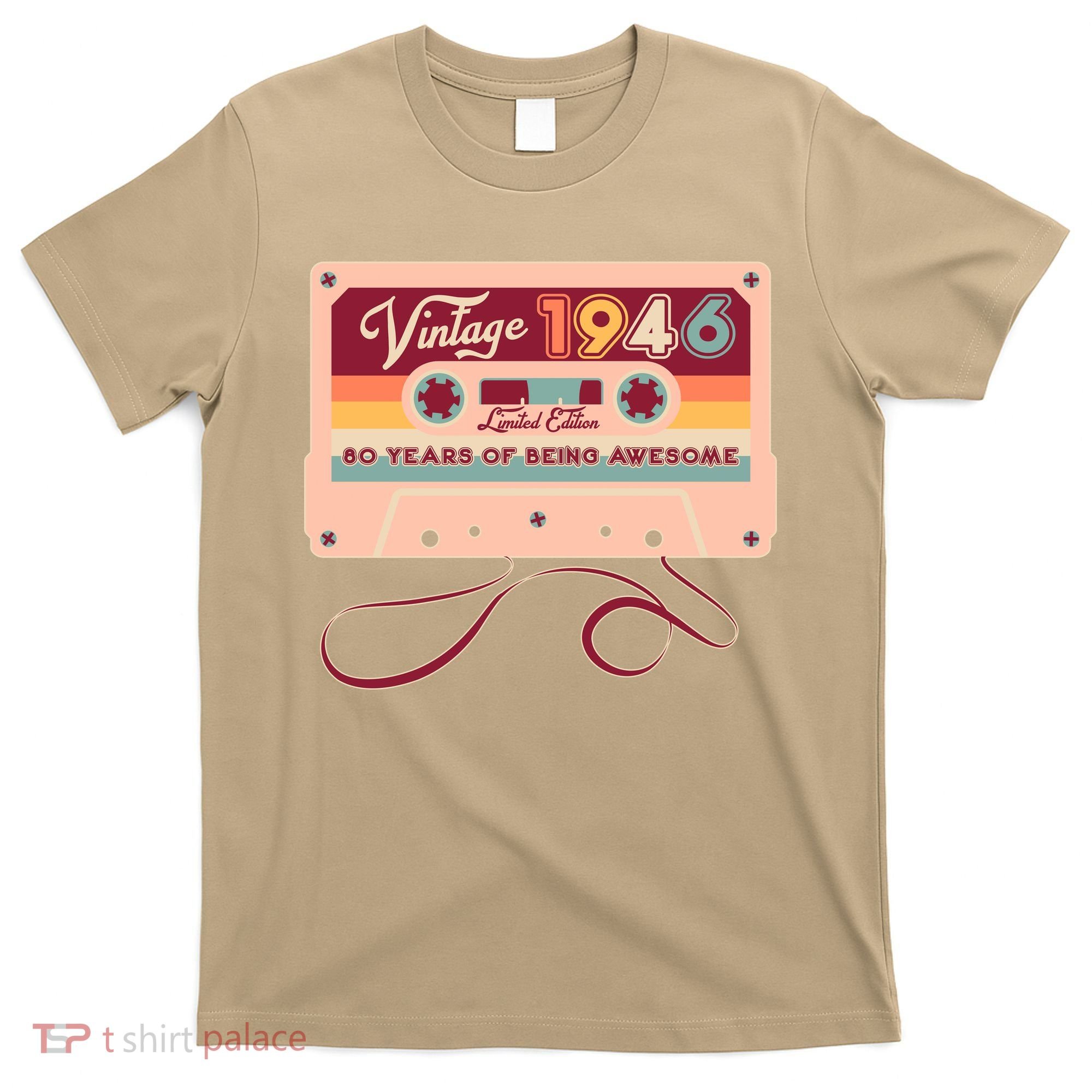 80th Birthday Vintage 1946 Limited Edition Cassette Tape T-Shirt