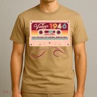 80th Birthday Vintage 1946 Limited Edition Cassette Tape T-Shirt thumb 3