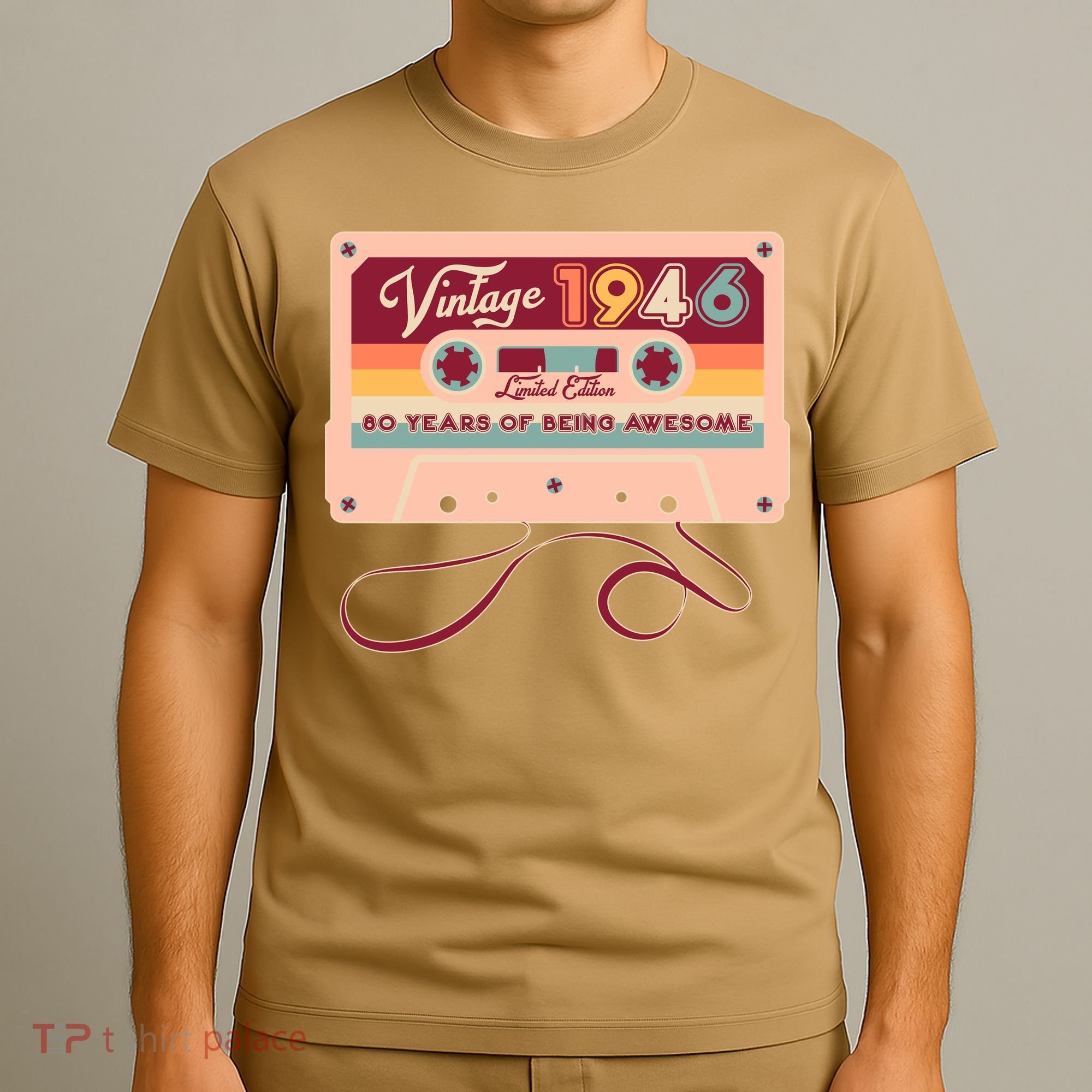 80th Birthday Vintage 1946 Limited Edition Cassette Tape T-Shirt
