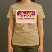 80th Birthday Vintage 1946 Limited Edition Cassette Tape T-Shirt thumb 4