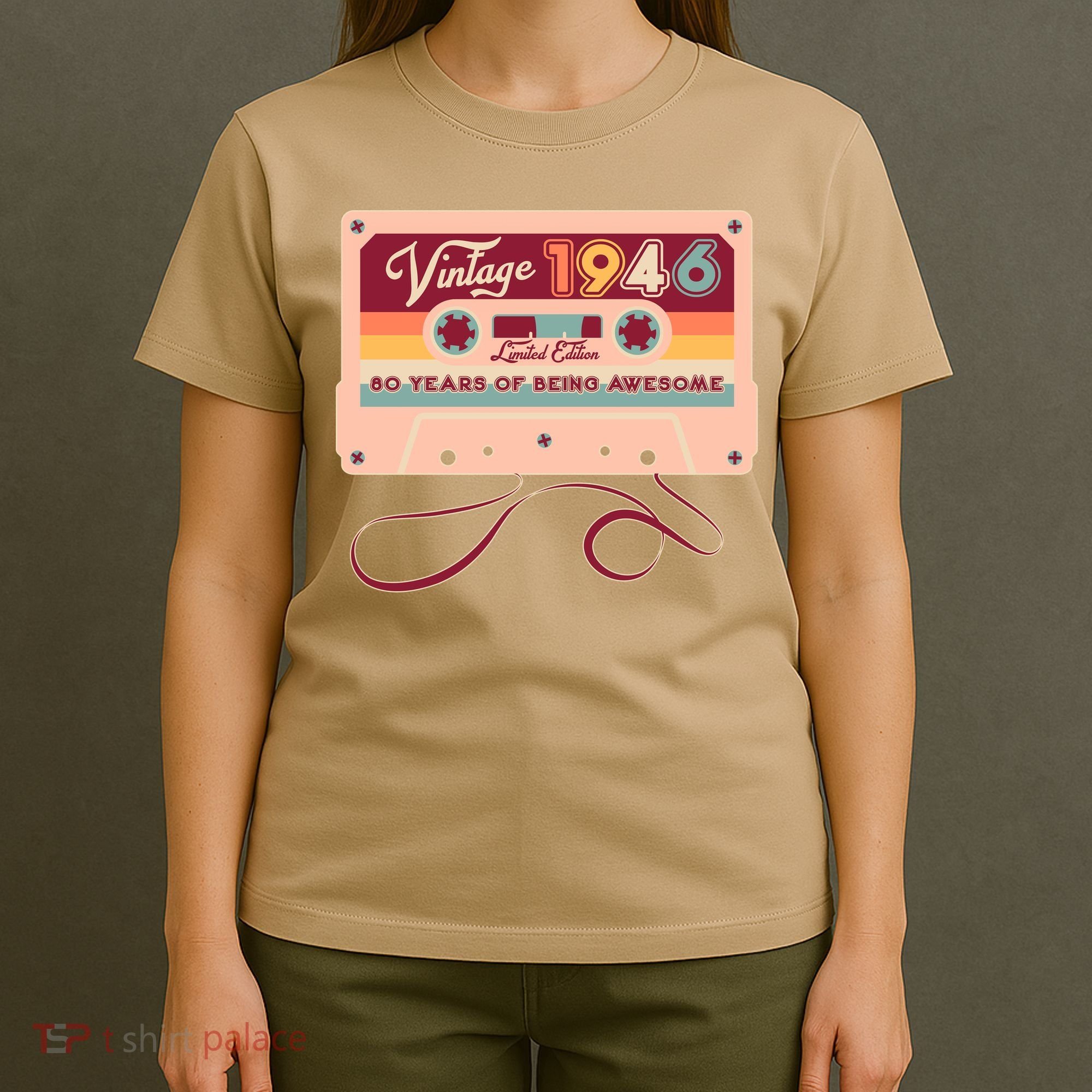 80th Birthday Vintage 1946 Limited Edition Cassette Tape T-Shirt