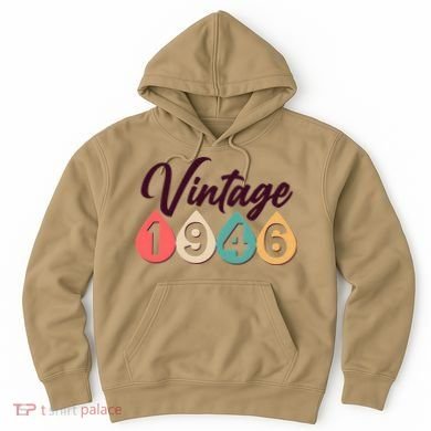 80th Birthday Vintage 1946 Retro Teardrop Design  Hoodie