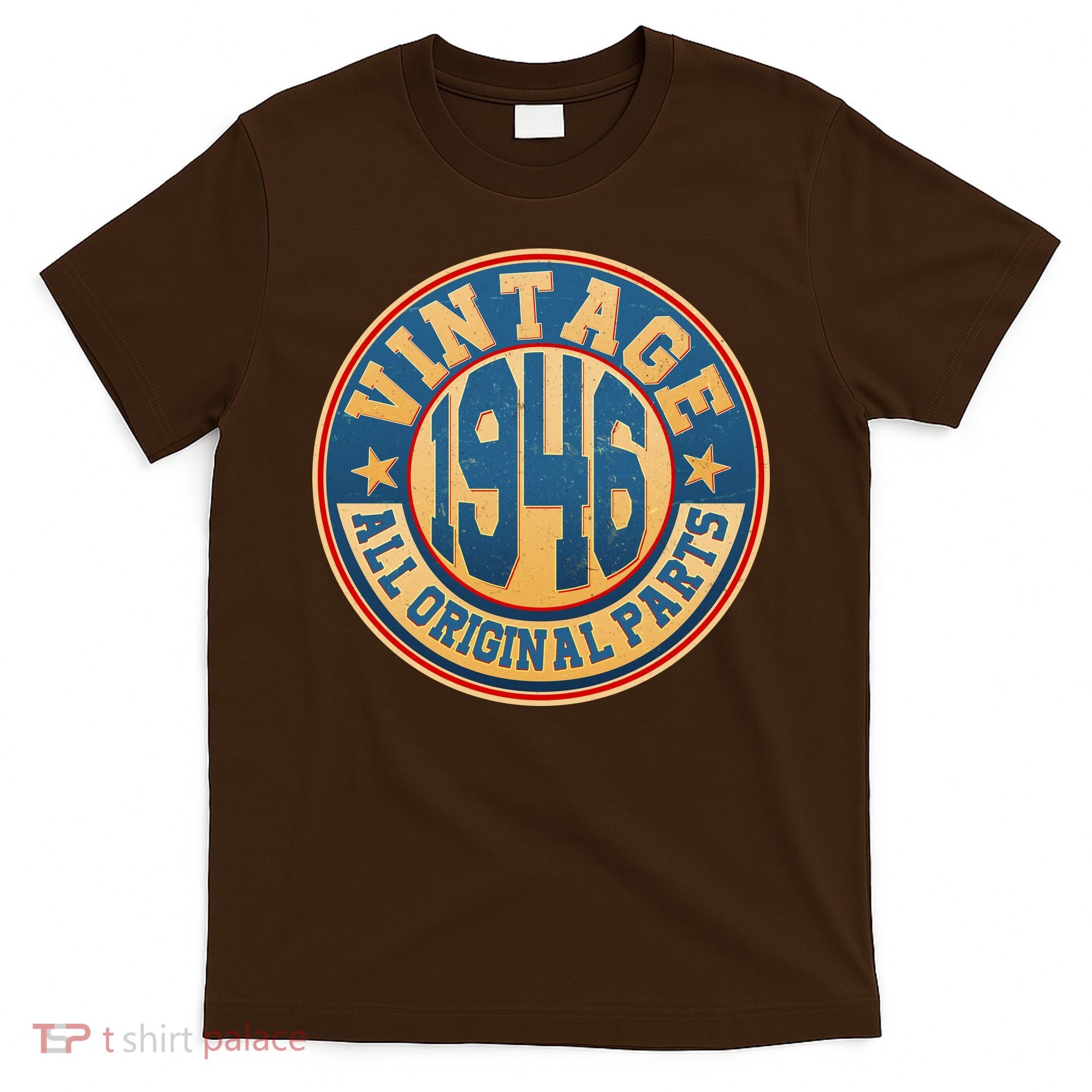 80th Birthday Vintage 1946 All Original Parts Shield Emblem  T-Shirt