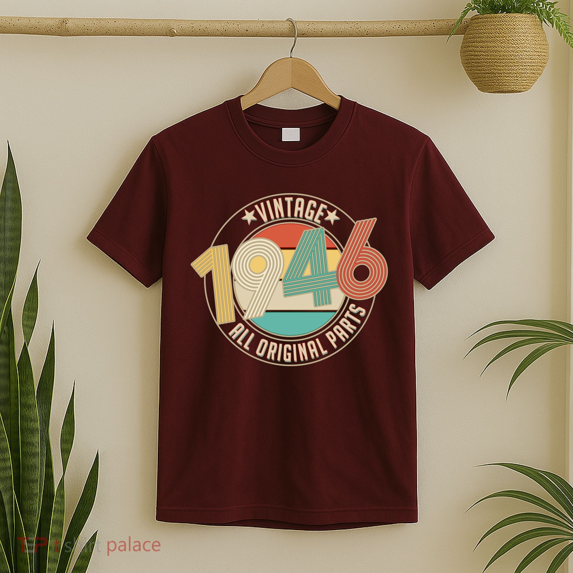 80th Birthday Vintage 1946 All Original Parts Emblem T-Shirt