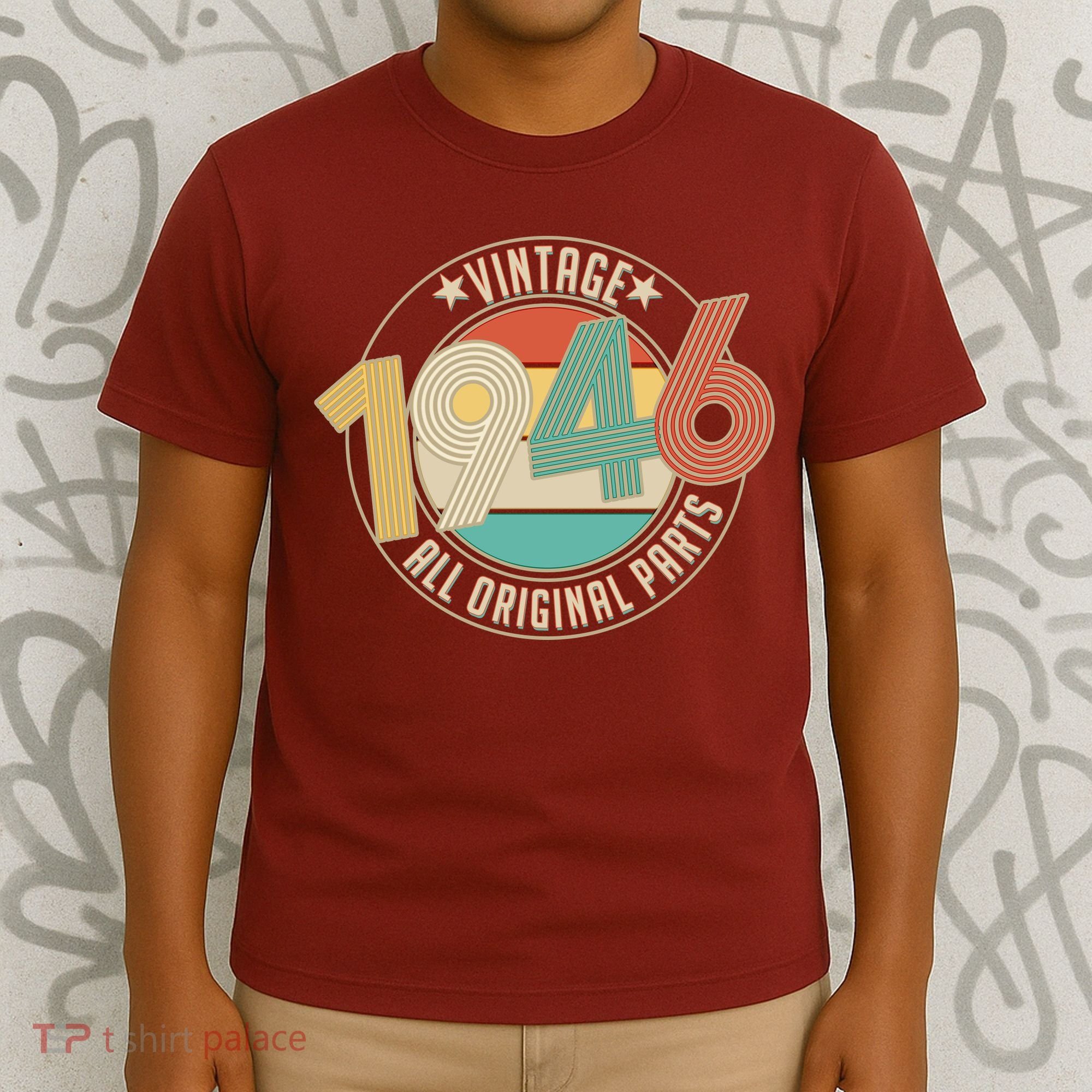 80th Birthday Vintage 1946 All Original Parts Emblem T-Shirt