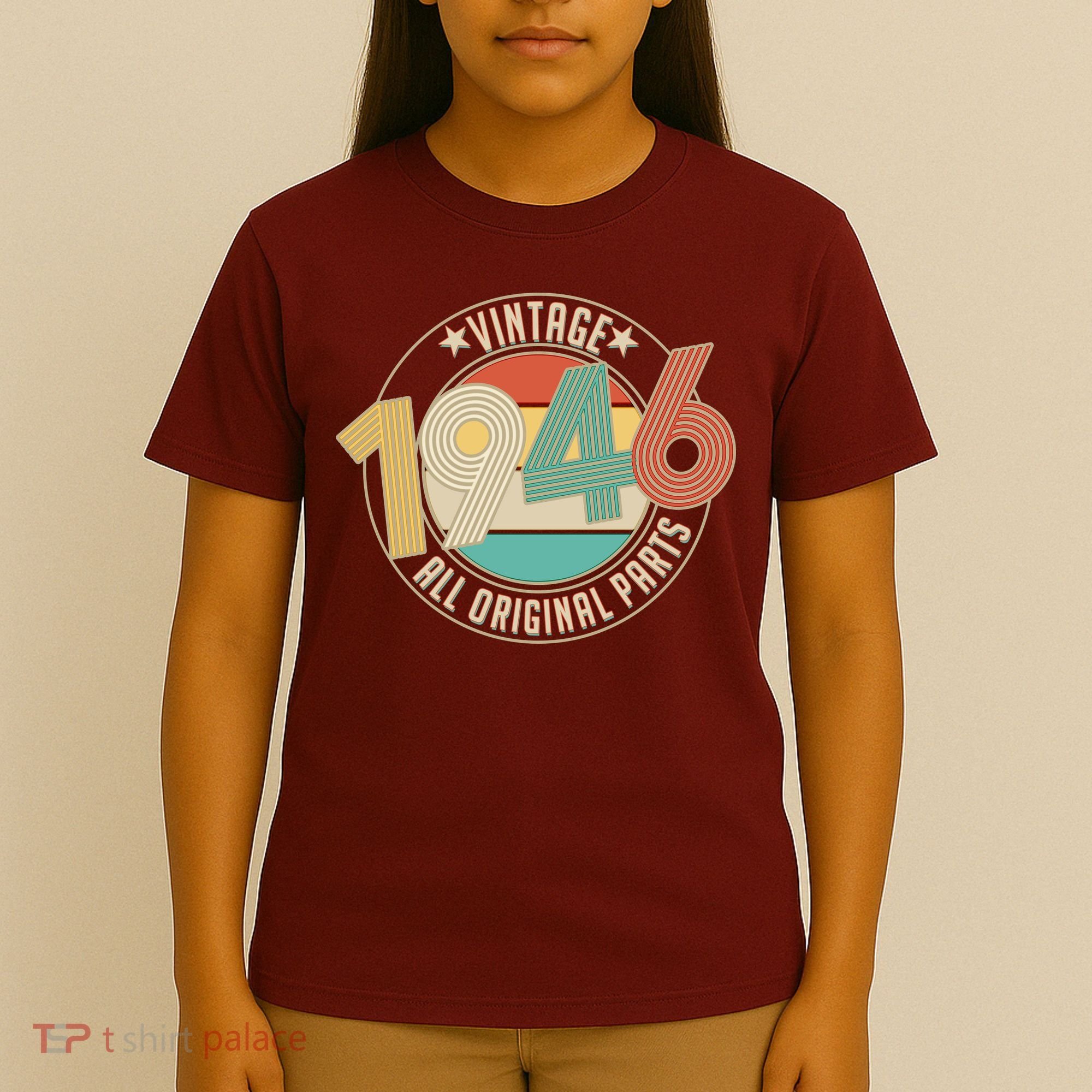 80th Birthday Vintage 1946 All Original Parts Emblem T-Shirt