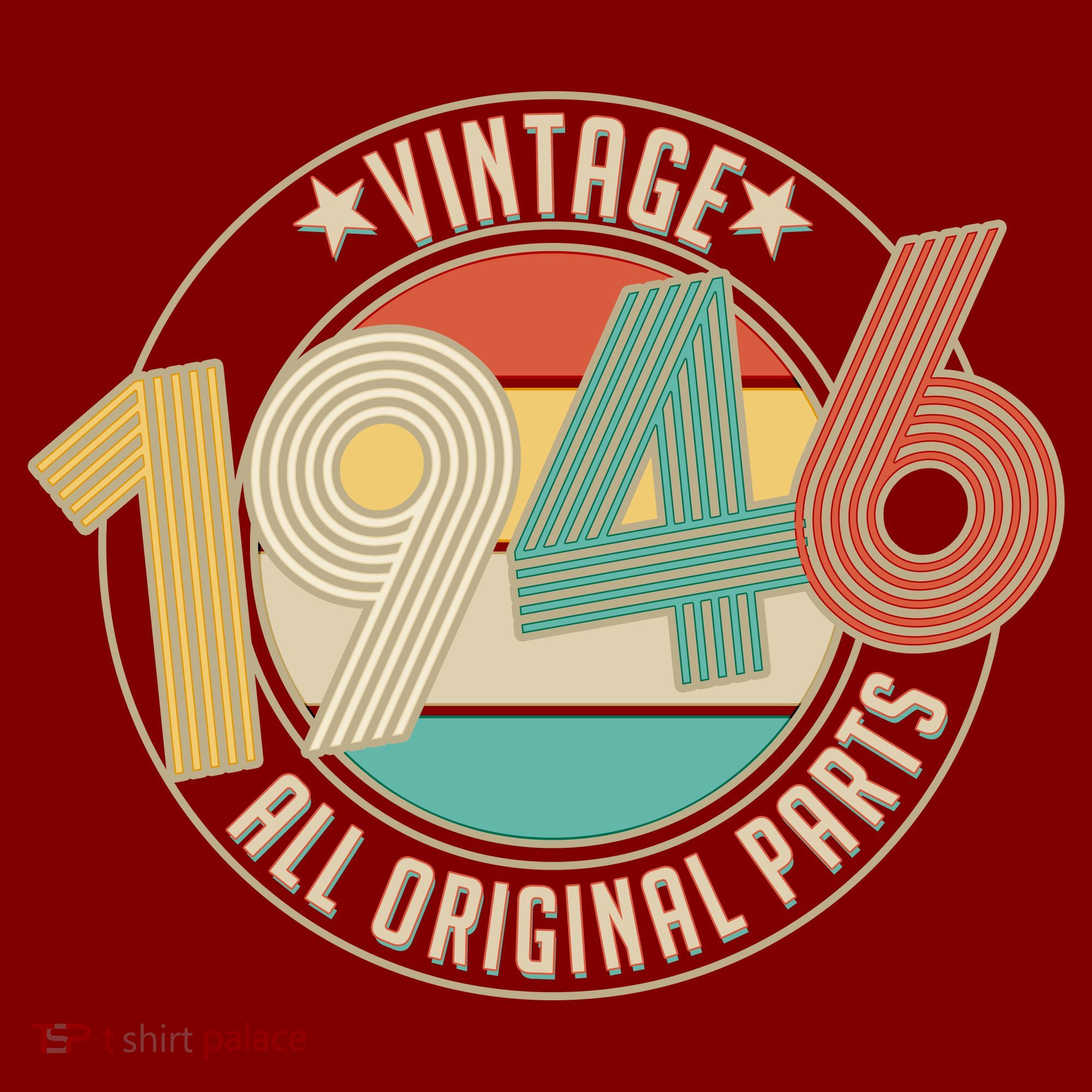 80th Birthday Vintage 1946 All Original Parts Emblem T-Shirt