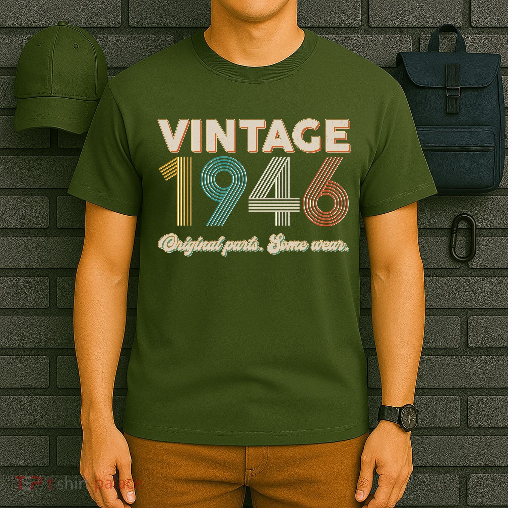 80th Birthday Vintage 1946 Original Parts Some Wear  T-Shirt