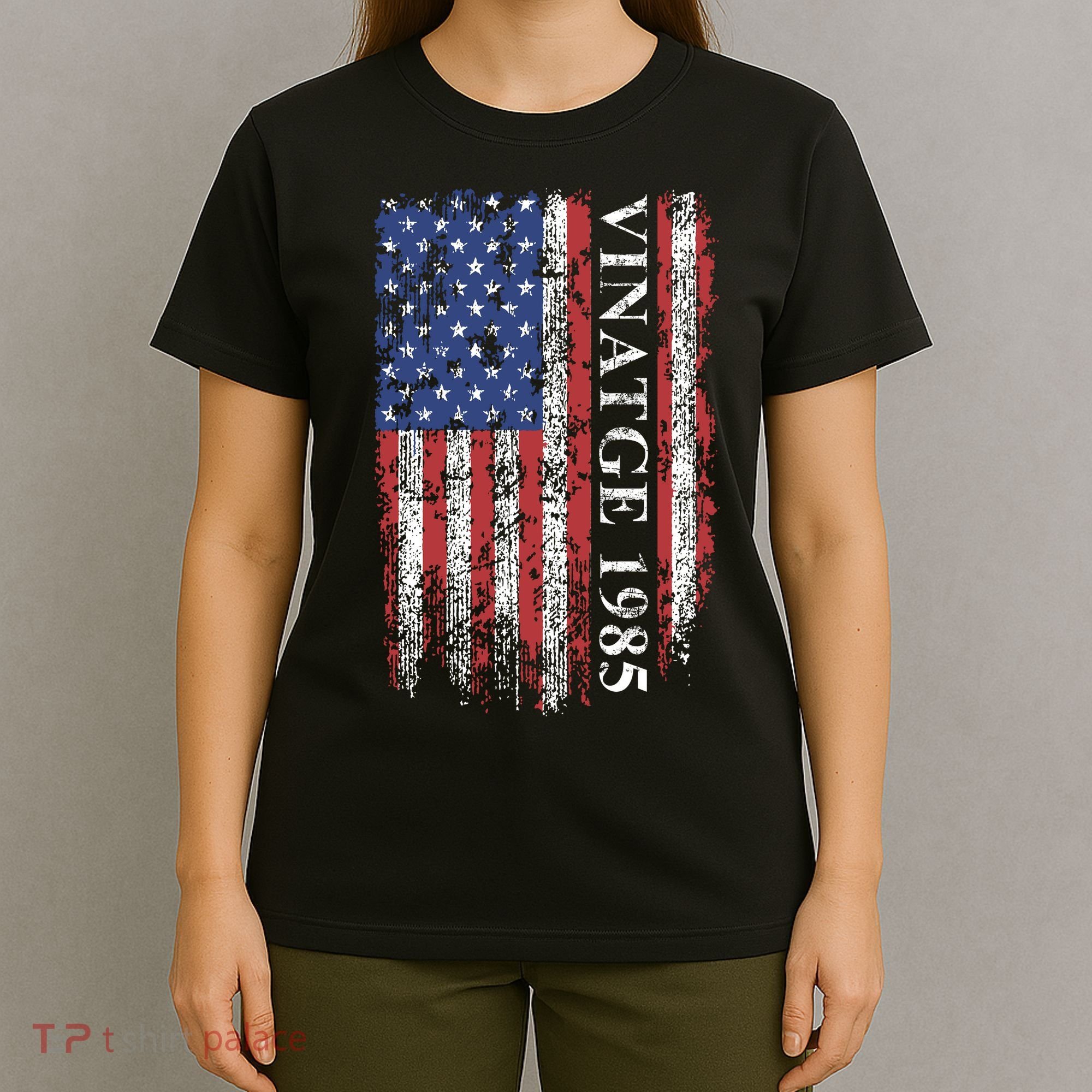37th Birthday Vintage American Flag 1985 T-Shirt